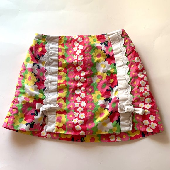 Lilly Pulitzer Other - Kids Lily Pulitzer Print Skort Pink Yellow with White Trim Shorts Inside Size 5